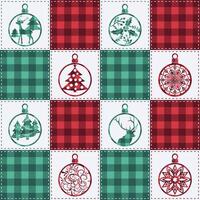 Christmas Patchwork Buffalo Check Plaid Quilt Seamless Pattern vector