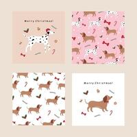 Christmas Party set of cards and patterns. Christmas dogs. graphics vector