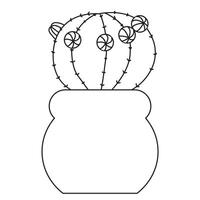 Simple cute round cactus with branches in doodle style. illustration isolated on white background. vector