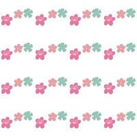 Horizontal wavy paths of simple flowers. Seamless pattern. vector