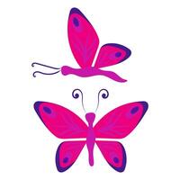 Crimson butterfly with purple edging and ovals on the wings. vector