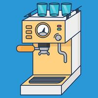 An illustration of an espressor machine on a blue background vector