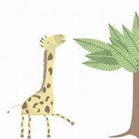 Giraffe Eating from Tree vector