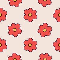 Red Flowers Pattern Spring Floral Background vector