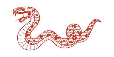 Chinese New Year 2025 zodiac snake sign. Geometric editable stroke element. Design for festive Lunar New Year design vector