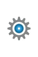 A blue and gray gear icon on a white background vector