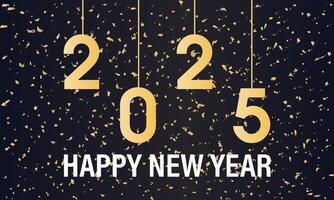 Happy New Year Brush stroke and fill numbers 2025. Celebration New Year's Eve. Design for cards, prints, social media, banner. illustration of background. Eps 10 vector