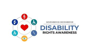 Disability rights awareness month observed each year from November. Hexagonal with circle shape. Banner poster, flyer and background design template. vector