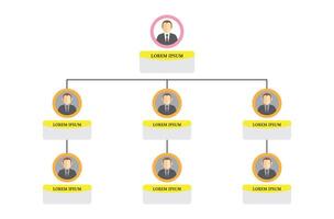 Organization Chart Infographics with People Icon and Abstract Line, Business Structure, Illustration vector