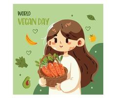 World Vegan Day with Girl Character vector