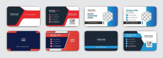 A set of business cards with different colors and designs vector