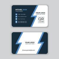 Business card template with blue and white design vector