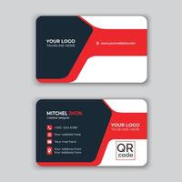 Modern business card template with red and black colors vector