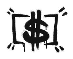 Spray painted graffiti currency in black over white. Drops of sprayed dollar icon. isolated on white background vector