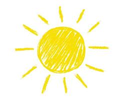 Kids drawing. Doodle sun drawing. isolated on white backgroun vector