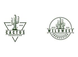 Wild cactus in the desert logo design vector