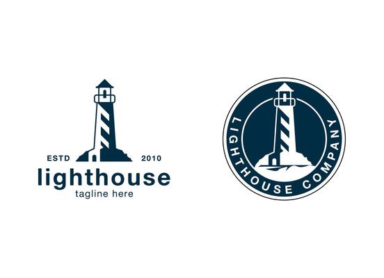 Lighthouse logo design illustration. Lighthouse harbor logo design