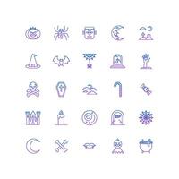 Halloween, horror, Mystery, and Scary Gradient Line Icon Set vector