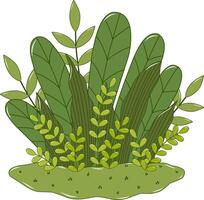 Green Bushes Flat Illustration. Simple Grass Element Collection on White Background vector