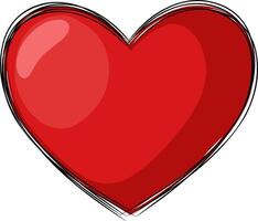 Red Heart with Heart-Shaped Black Lines vector
