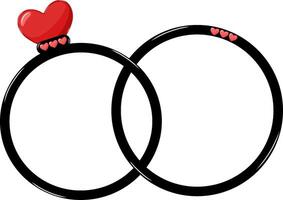 Two Rings With Red Heart Linked Together vector