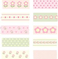 Washi Tape With Flower Pattern Collection vector
