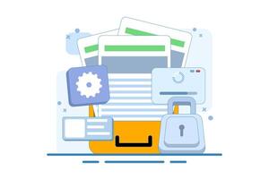 Personal data protection concept, Cyber security, Internet security or information privacy, Security and safety of personal information. Document cyber security. Password protection. Illustration. vector