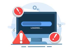 Failed process concept. unsuccessful and error. failed installation and update process of a program or system. cross with loading bar. symbol or icon. flat illustration. vector