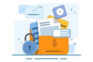 Personal data protection concept, Cyber security, Internet security or information privacy, Security and safety of personal information. Document cyber security. Password protection. Illustration. vector