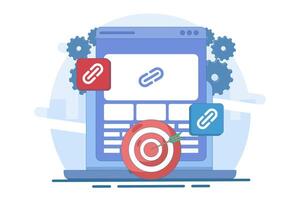 link management concept, search engine optimization, tiered link building, SEO optimization, search engine ranking development, getting links from various website sources, digital marketing strategies vector