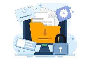 Personal data protection concept, Cyber security, Internet security or information privacy, Security and safety of personal information. Document cyber security. Password protection. Illustration. vector
