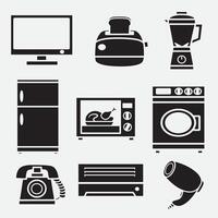 set of home appliances icons good for logo, symbol, silhouette design, element design, etc vector