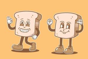 bread mascot with retro style vector