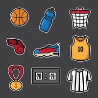 set of basketball equipment good for sticker, icons, element design, etc vector