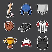 set of baseball equipment good for sticker, icon, element design, etc vector