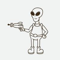 mascot alien good for coloring book, mascot design, element design, etc vector