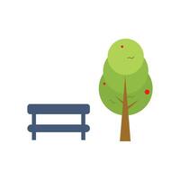 Park tree and bench icon vector