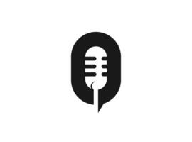 Letter O and Podcast or Radio Logo design using Microphone and Bubble chat or talk icon vector