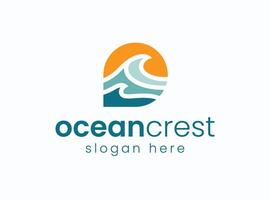 Pin with wave logo design concept with modern styles. vector