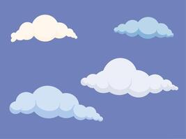 SET OF CLOUDS WITH BLUE BACKGROUND vector