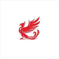 A majestic phoenix, its wings spread wide, embodying transformation and strength in bold red vector