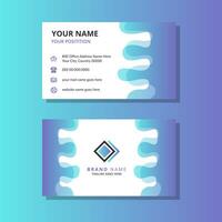 Business Card with gradient liquid purple color. simple design template. modern geometric background. vector