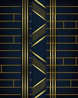 Abstract polygonal pattern luxury golden line with dark blue template background. premium style for poster, cover, print, artwork. gold brick wall and line pattern vector
