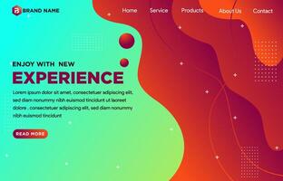 Technology design of landing page with abstract gradient geometric colorful background template. Wavy geometric background. Trendy gradient shapes composition. vector