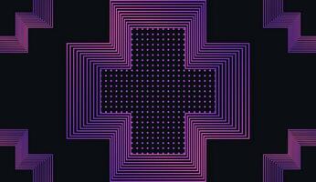 red cross medical business card. Dark modern geometric background with line and dot pattern. red cross with gradient pink to purple colors vector