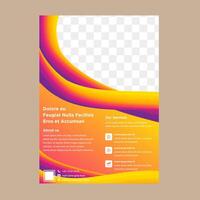 Wavy liquid background. Colorful abstract liquid and fluid background design. Purple fluid gradient design. space for photo collage. gradient yellow, purple and pink colors. white text flyer. vector