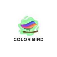 standing Bird on branch Abstract Logo design. Colorful Dove creative Logotype icon. green wave liquid sign template vector