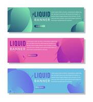 Fluid color covers set. gradient green, pink and blue. Colorful liquid shapes design layout for horizontal banner, header templates, web banners, posters for sale, pastel background. vector