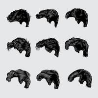 Set of retro hair style from the side vector