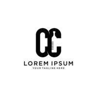CC Logo monogram with negative space style design template. vector